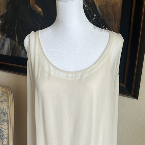 Like New Eileen Fisher Bone Color Silky Angled Dress Size L - Picture 3 of 9